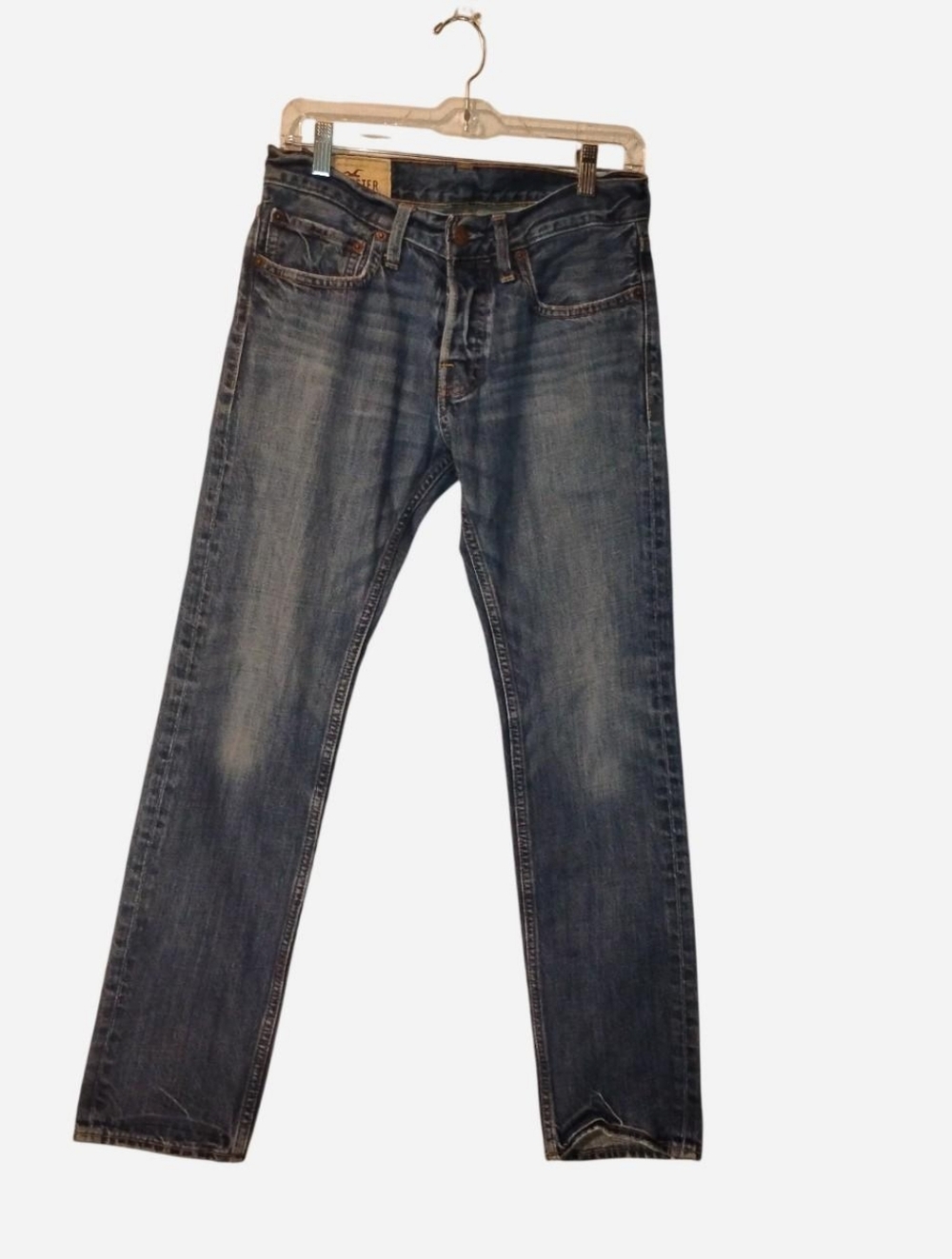 Hollister Men's Straight Leg Jeans Medium Wash Button Fly W28 x L30